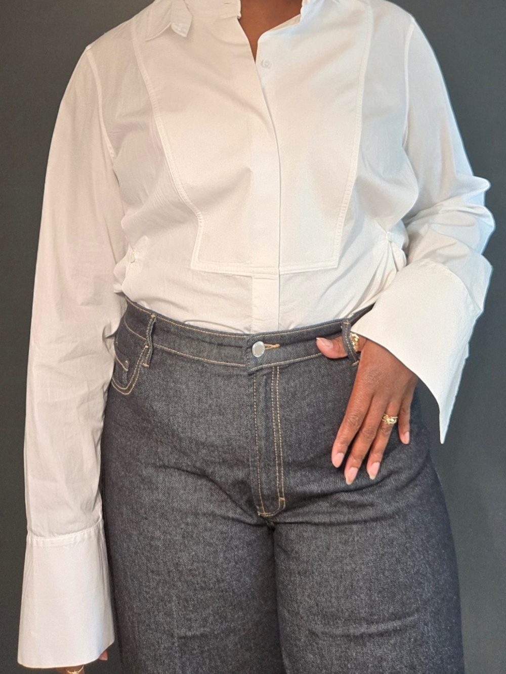 h&m | poplin tuxedo shirt | black tie | menswear | button down | size: us xxl